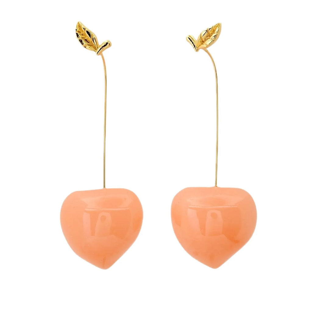 Gold plated carrot, lemon, peach and blueberry design earrings made from copper.