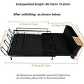 Retractable carbon steel kitchen dish drain rack holding cutlery and cups