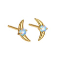 Women's geometric earrings in 925 silver with electroplated gold or platinum finish and coloured stone accents.