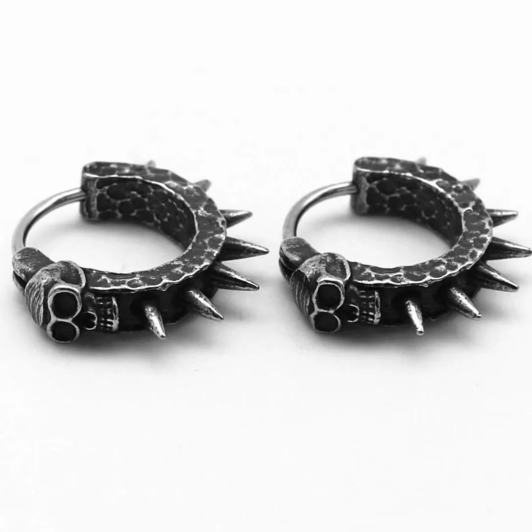 Geometric black alloy motorcycle punk earrings for alternative fashion