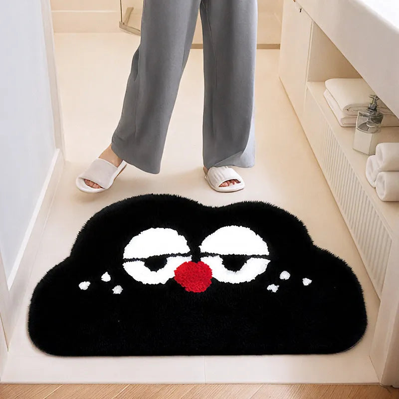 Cartoon anime print bathroom mat in soft polyester fibre, shown in one of five colours and three available sizes.