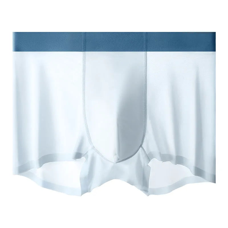 Ice silk men's shorts in bean green colour with mid-waist seamless design