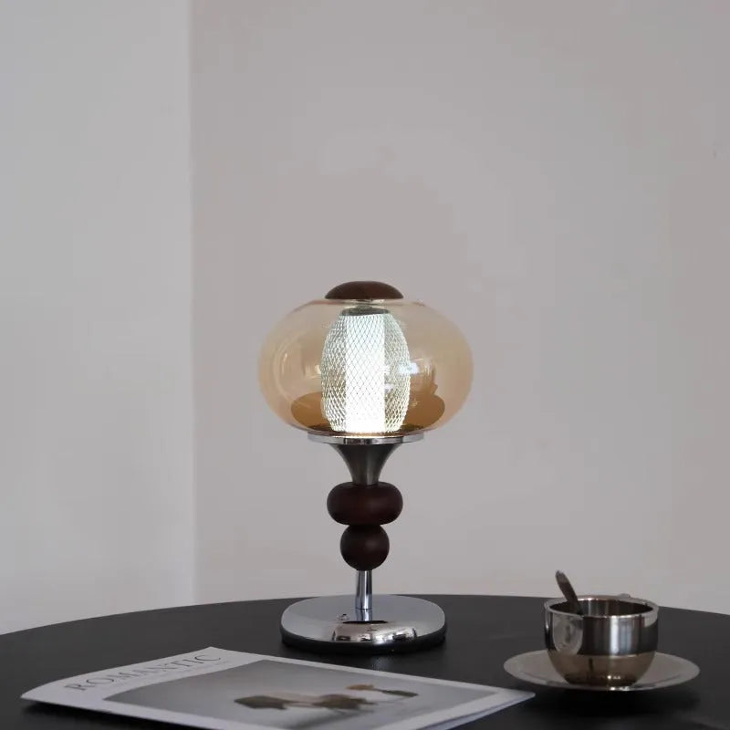 Zhonggu solid wood retro palace table lamp with touch switch and colour changing light