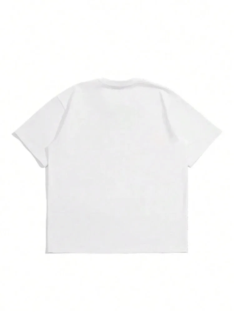 Men's casual cotton T-shirt with Japanese retro style in solid colour design
