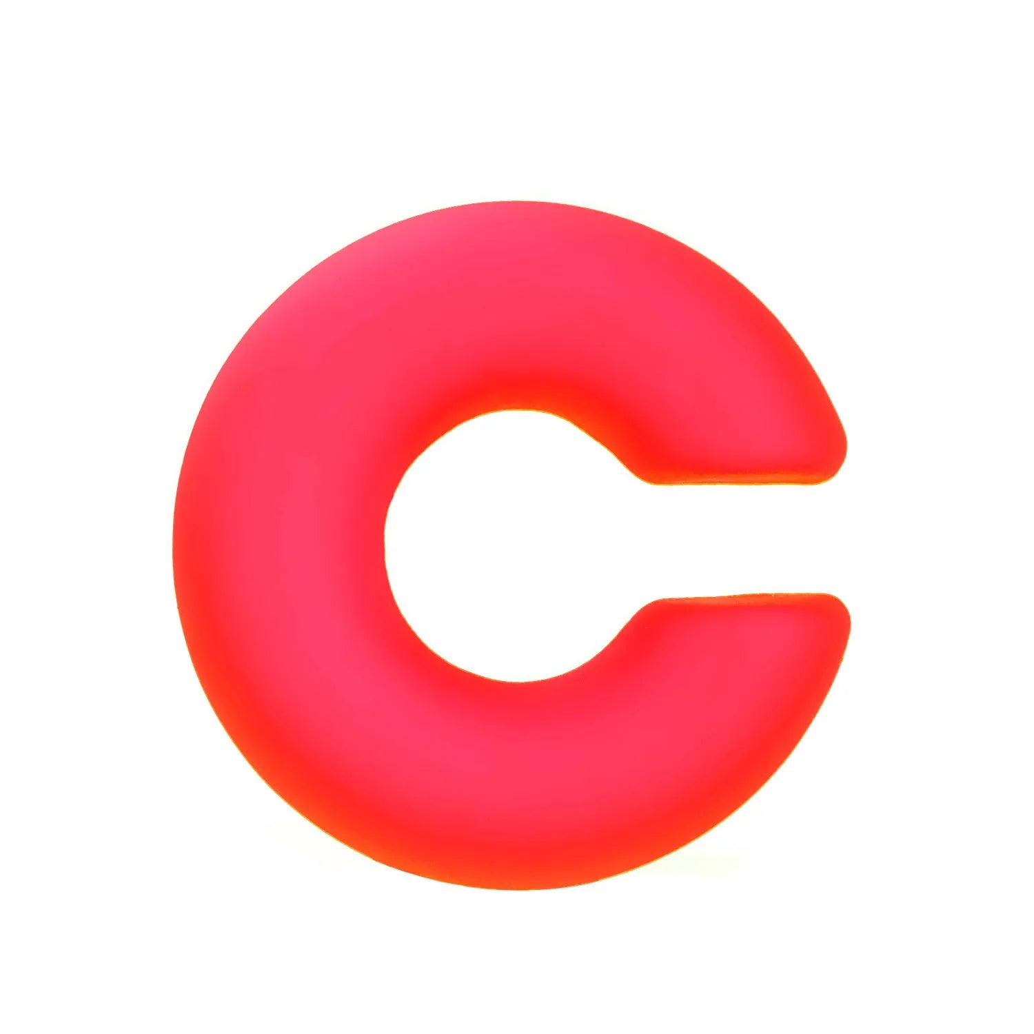 Close-up of a pair of matte coarse round C-shaped clip-on earrings for women in a candy colour.