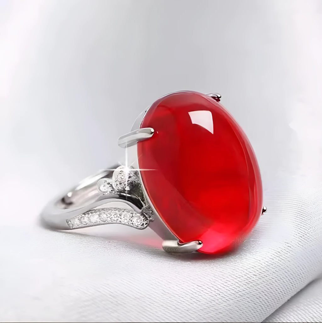 Adjustable geometric alloy ring with natural sapphire-style stone in multiple colour options