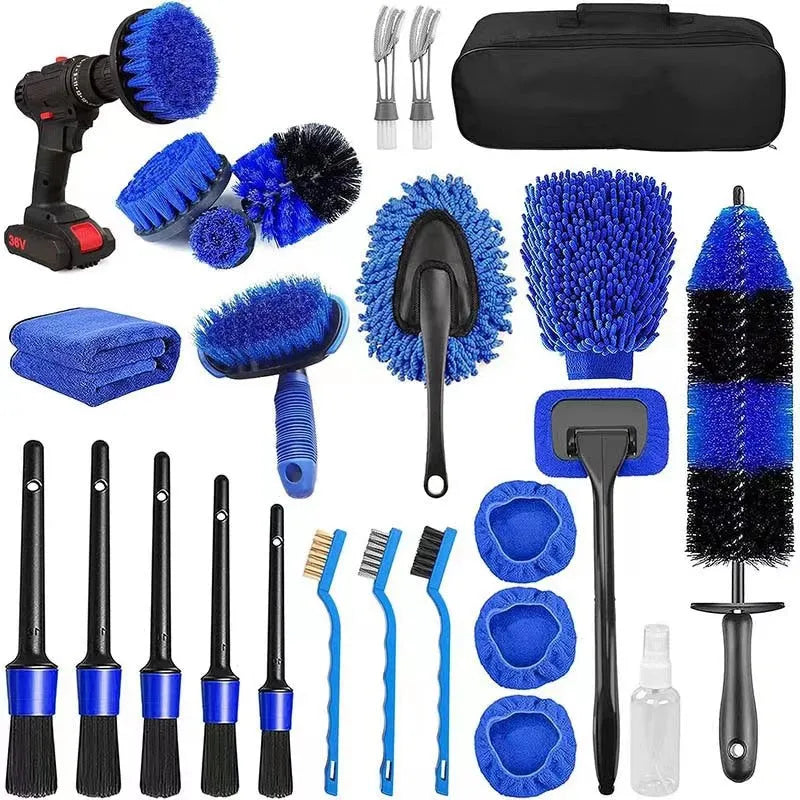 26-piece automotive cleaning brush kit in PP plastic with multiple brush types