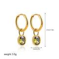 Women's retro-style copper earrings with an oval zircon stone, shown in one of six available colours.