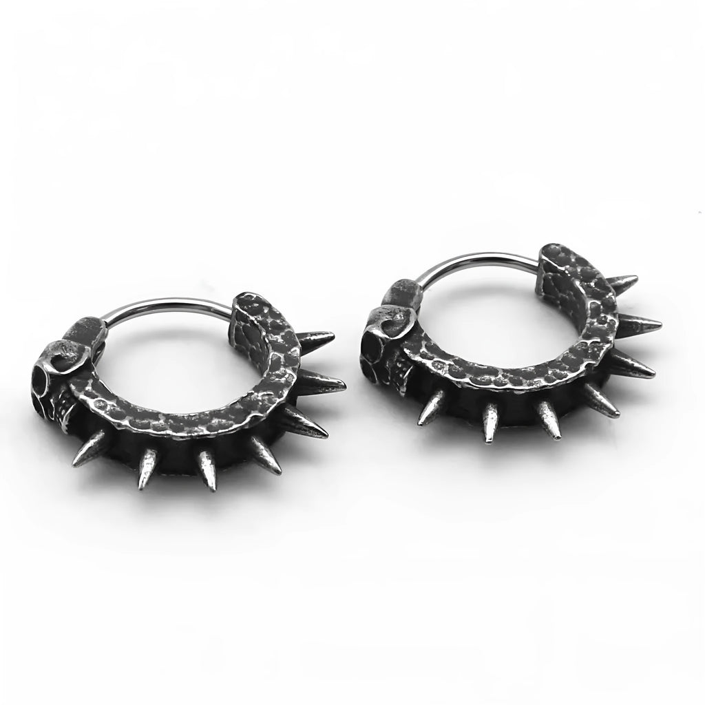 Geometric black alloy motorcycle punk earrings for alternative fashion