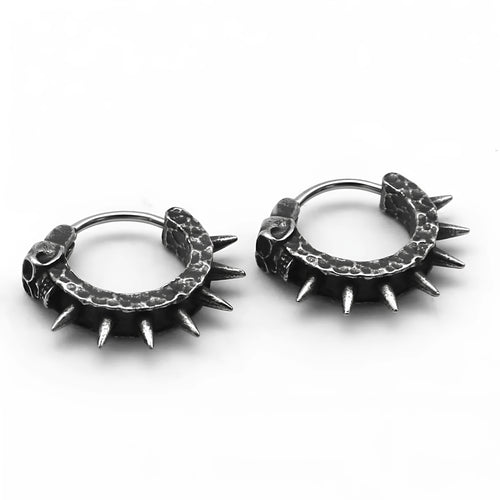 Geometric black alloy motorcycle punk earrings for alternative fashion