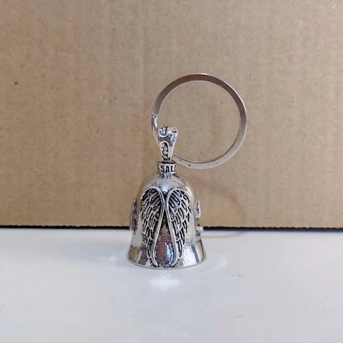 Angel white wings pendant necklace and matching keychain with antique electroplated finish