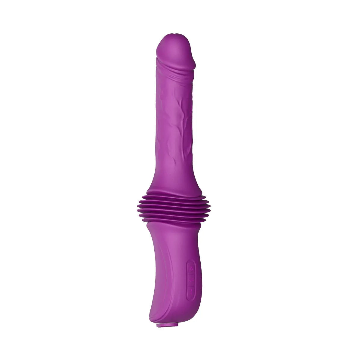 Purple simulation penis vibrator with heating, automatic pulling and inserting, silicone and ABS, 290mm, small cannon machine for women