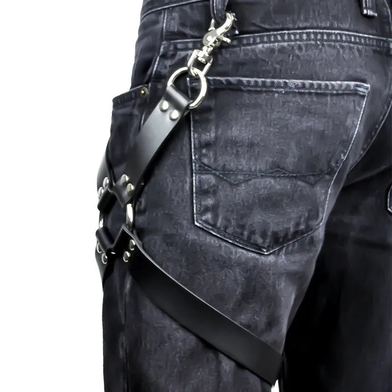 A pair of women's black leggings made from sleek PU leather.