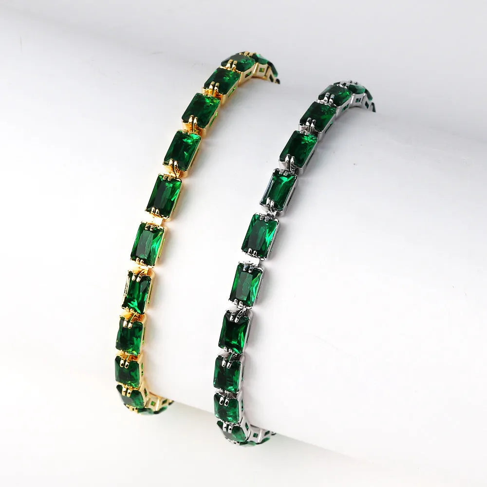 Women's zircon bracelet with electroplated gold or platinum finish and coloured zircon stones