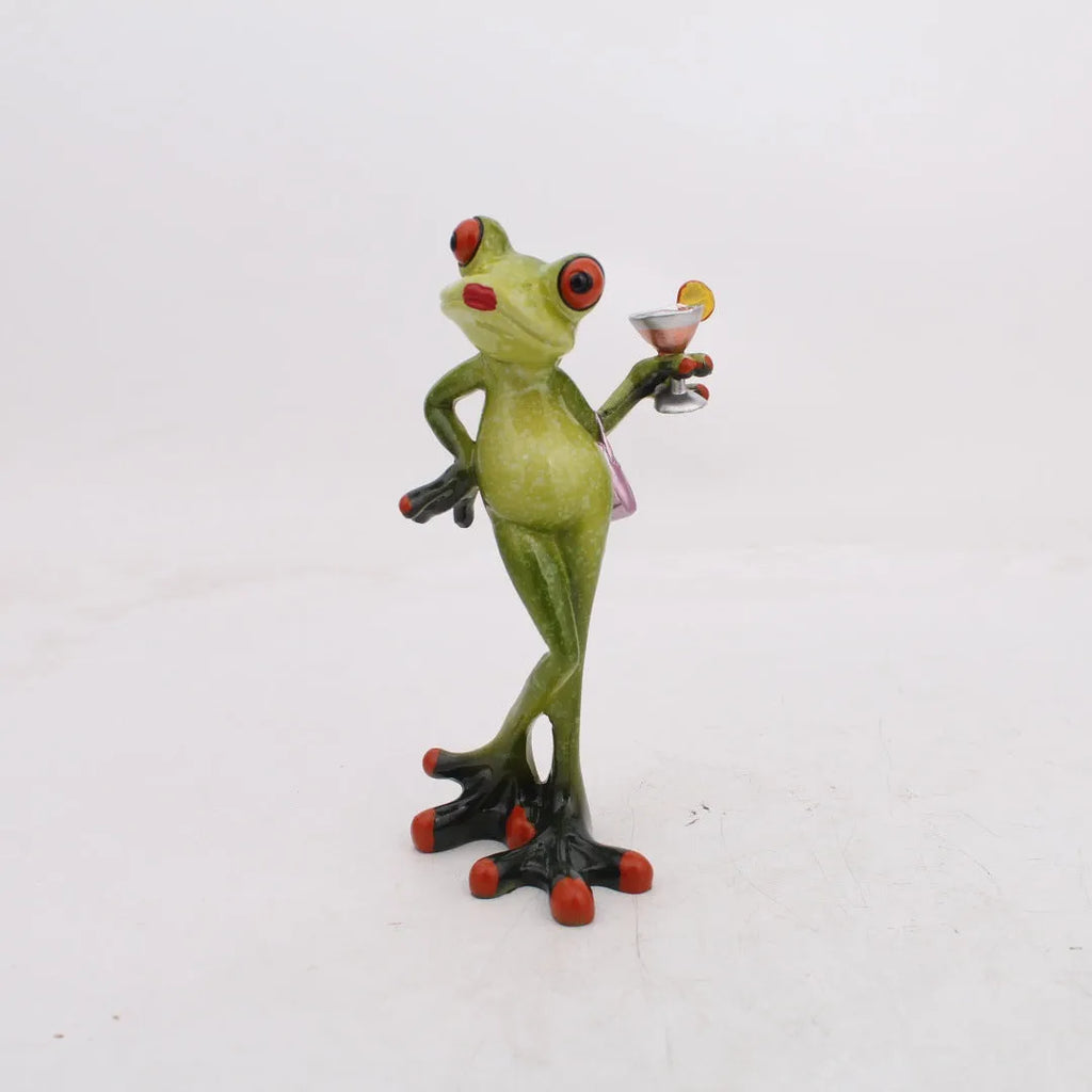 Pastoral style resin frog figurine home decoration ornament