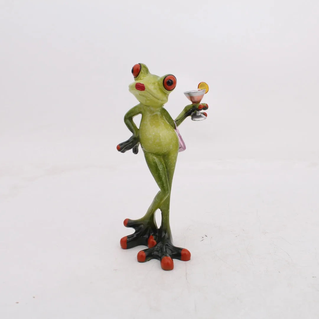 Pastoral style resin frog figurine home decoration ornament