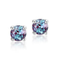 A pair of women's geometric ear studs with a round cultivated Alexander stone set in 925 silver.