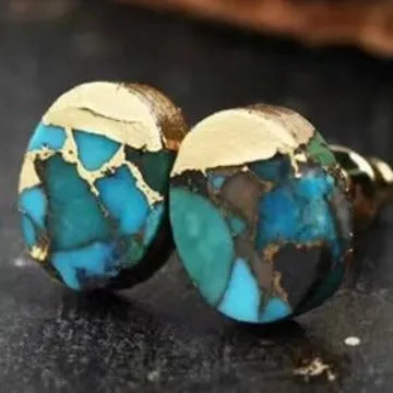 Handcrafted natural stone stud earrings with an irregular shape in colour ER1031.