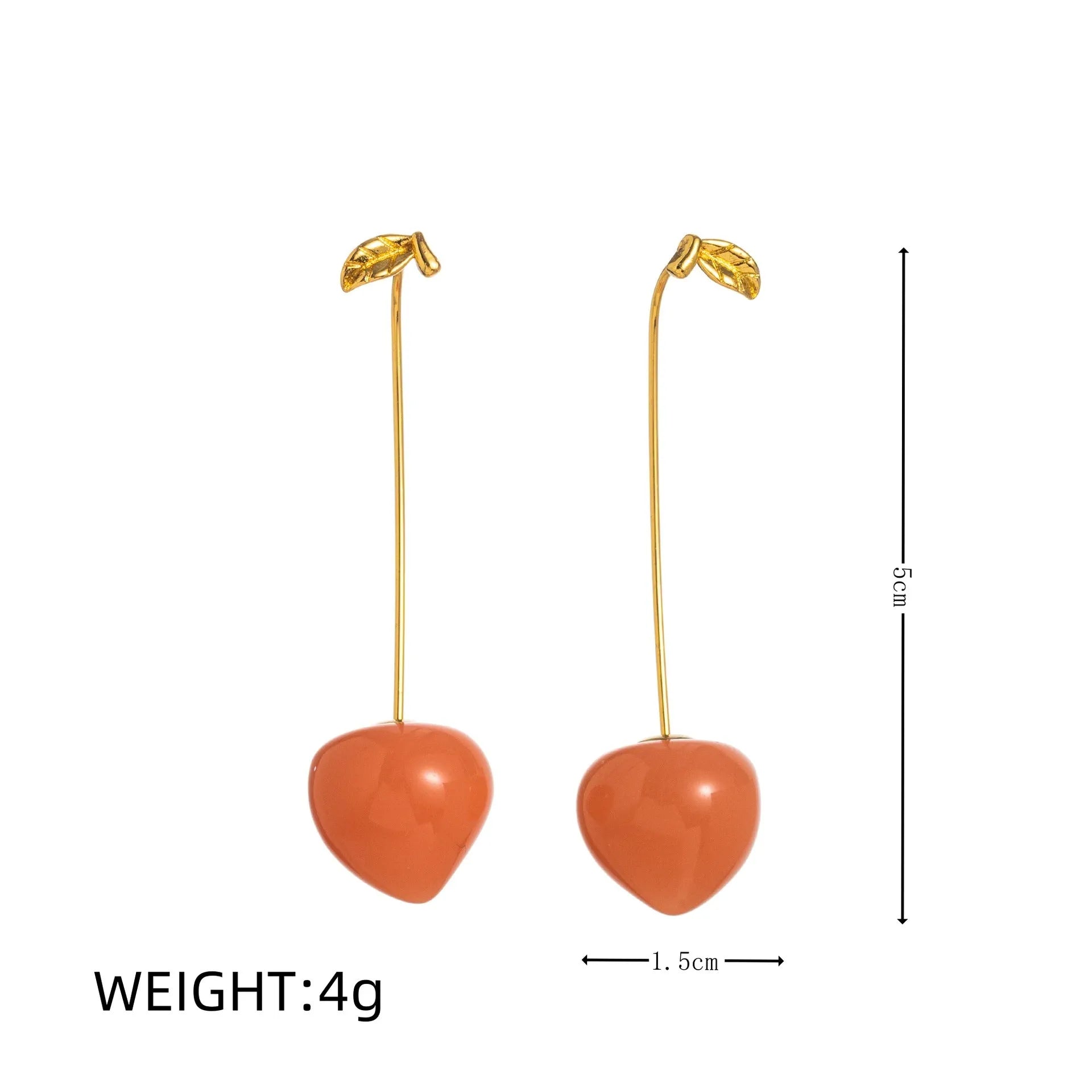 Gold plated carrot, lemon, peach and blueberry design earrings made from copper.