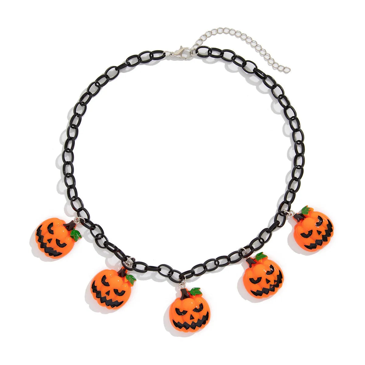 Halloween pumpkin cartoon necklace with acrylic pendant in mixed colours on regular chain