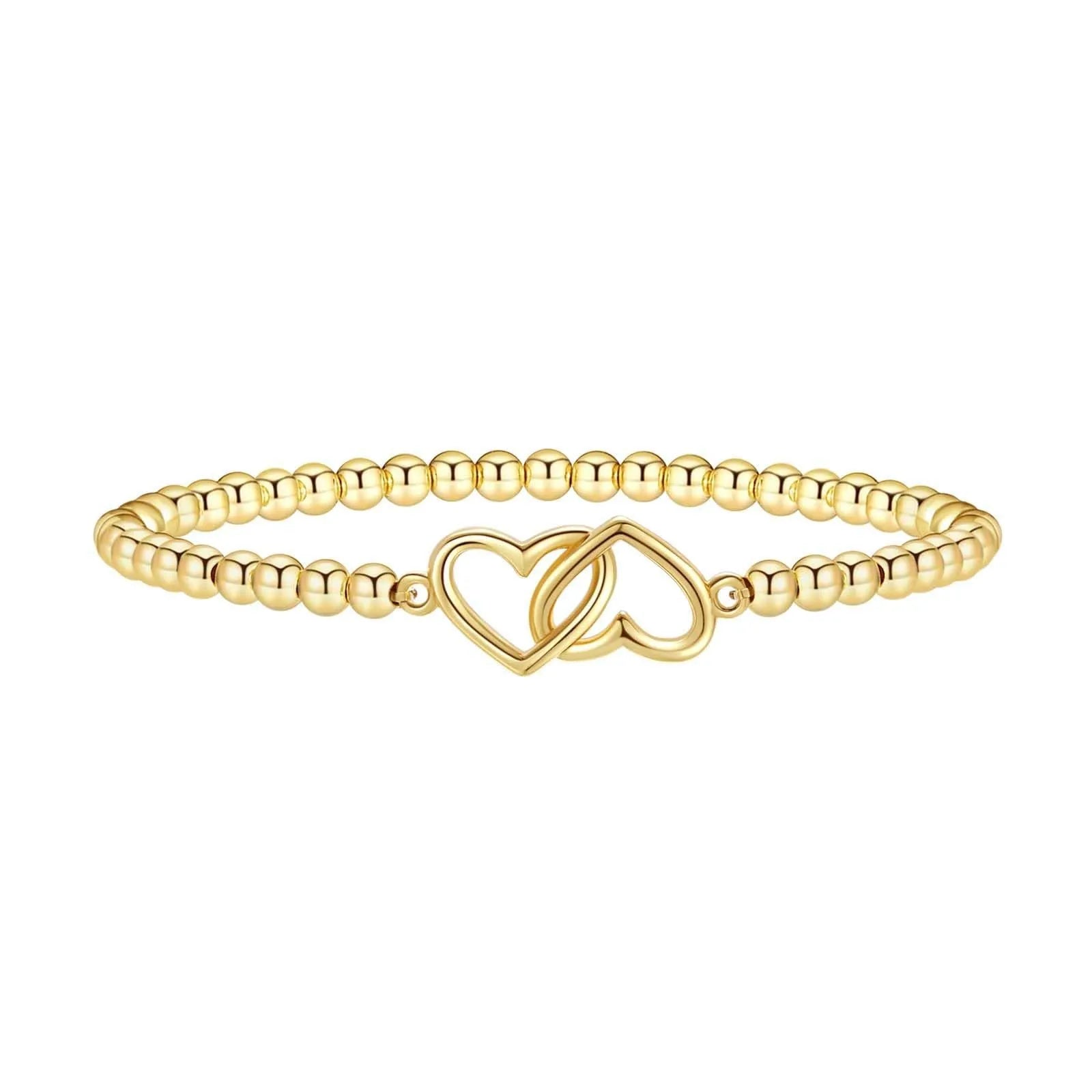 Stainless steel beaded bracelet with adjustable clasp in geometric design