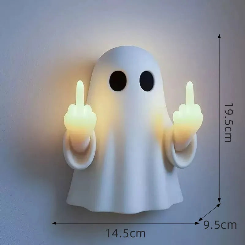 White plastic ghost statue night lamp with modern design for Halloween decoration