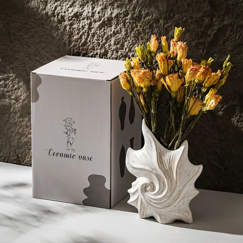 French art ceramic vase with coloured glaze finish and hexagonal retro design
