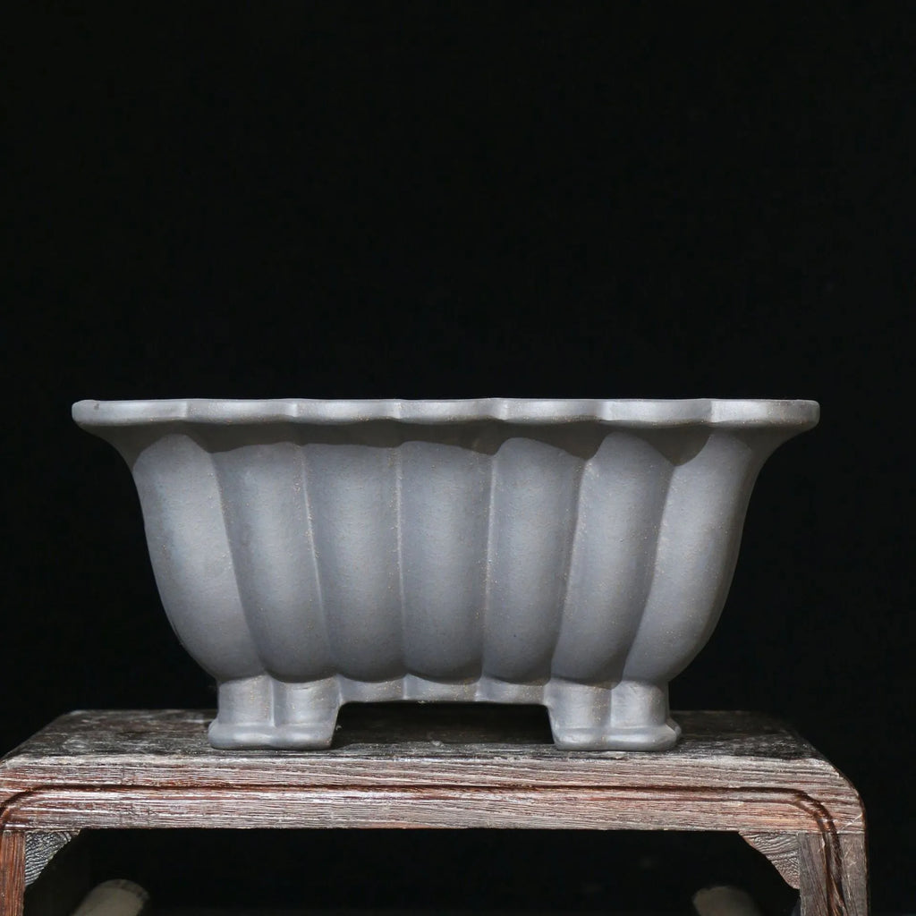 Square ceramic bonsai pot with classical styling and du Xiliang colour