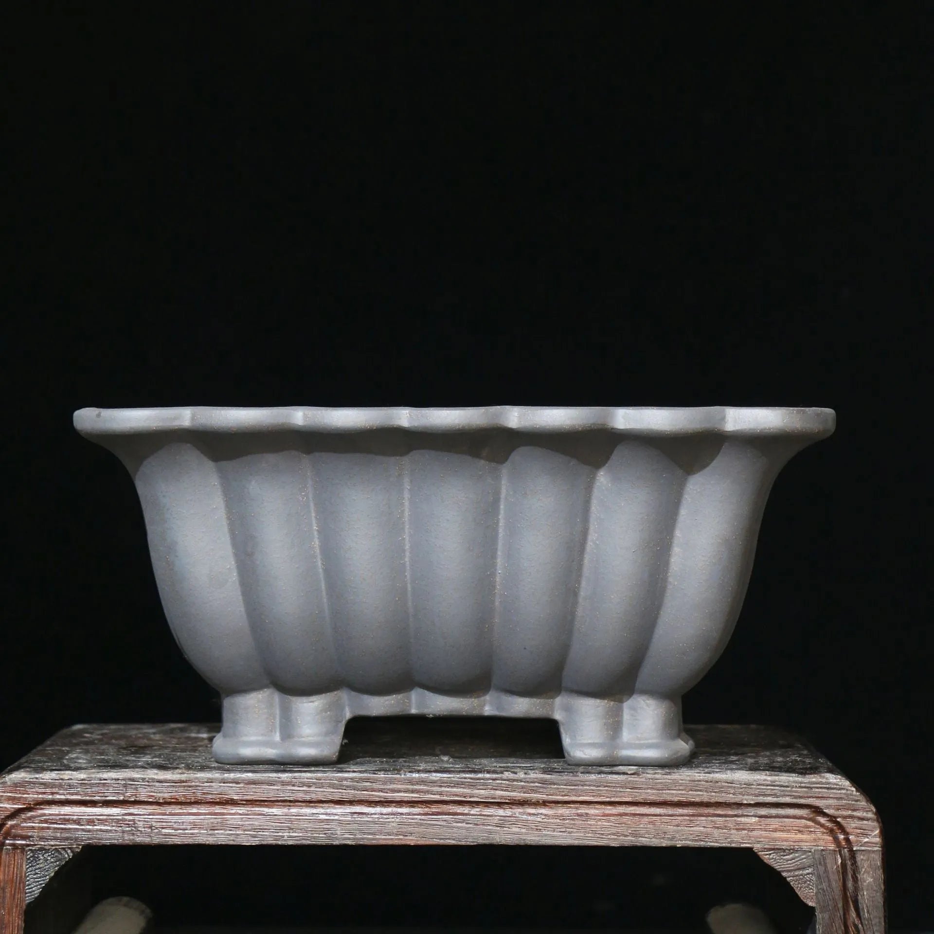 Square ceramic bonsai pot with classical styling and du Xiliang colour