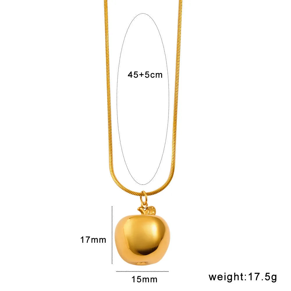 Stainless steel women's necklace with a small colourful fruit pendant on a regular chain.
