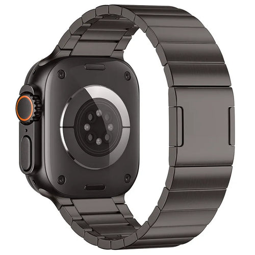 Stainless steel magnetic clasp Apple Watch strap in business style design showing seven colour options