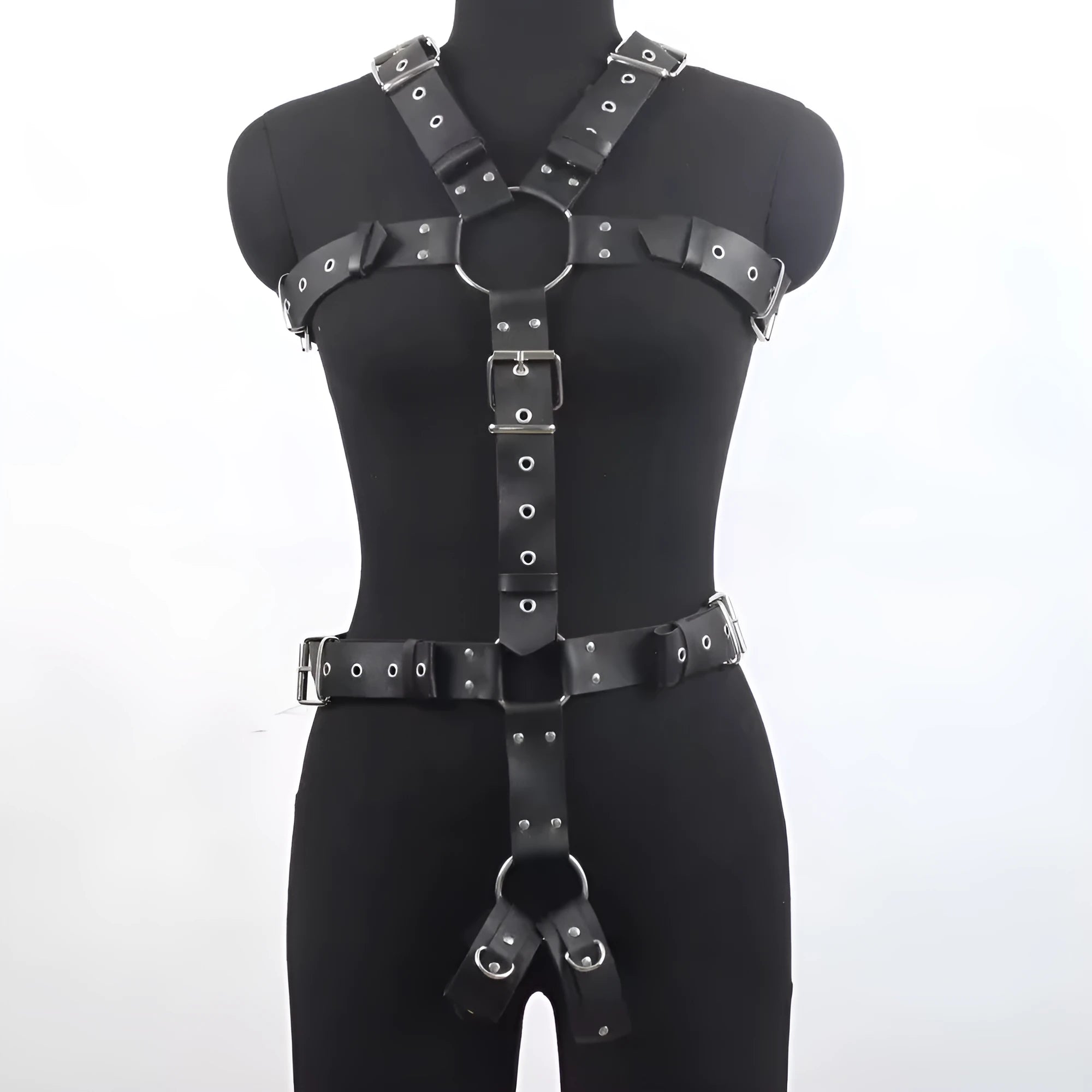 Black patent leather shapewear belt with thin width and pin buckle fastening for waist contouring