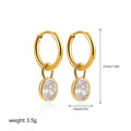 Women's retro oval zircon drop earrings in copper, shown in army green colour.