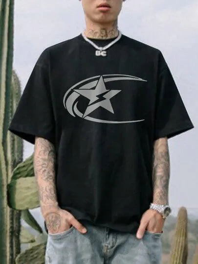 Men's casual cotton T-shirt with Japanese retro style in solid colour design