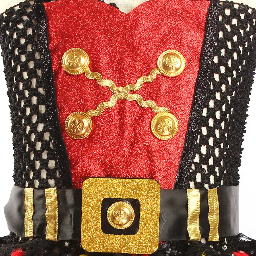 Girls sleeveless pirate costume dress with sequin and lace detailing for Halloween