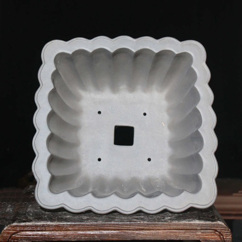 Square ceramic bonsai pot with classical styling and du Xiliang colour