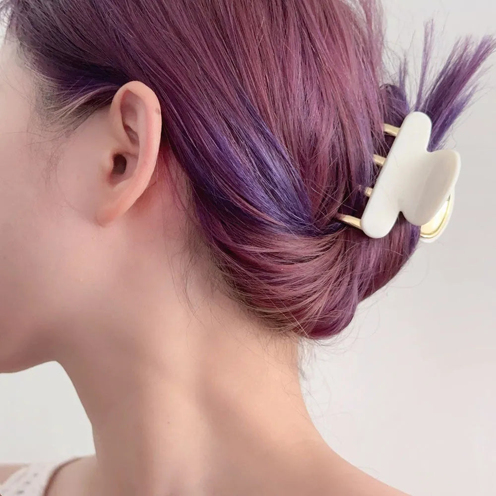 Women's hair barrettes with metal grip in alloy acrylic showing four colour options