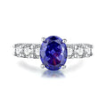 Heart-shaped sterling silver ring with a high carbon diamond ice flower cut colour zircon stone.