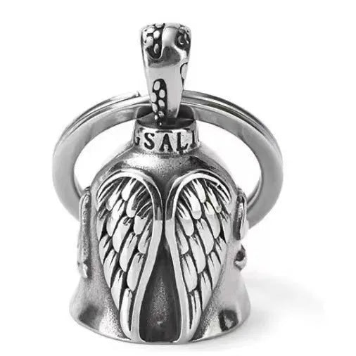 Angel white wings pendant necklace and matching keychain with antique electroplated finish