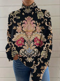 Men's black 3D pattern printed turtleneck sweater with loose Japanese Korean casual styling