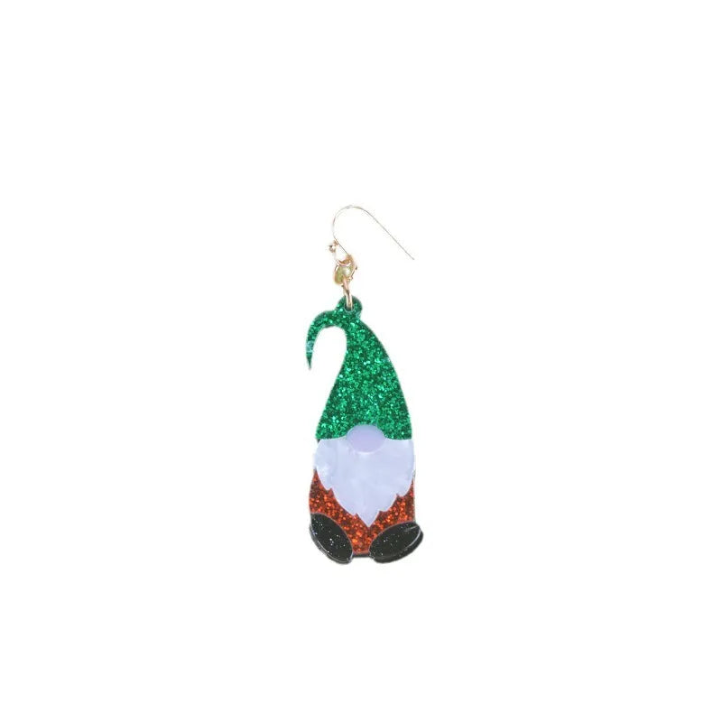 Cartoon Santa Claus acrylic fashion earrings with red and green hat style options