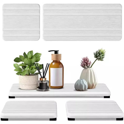 Square diatom oil bathroom countertop drying mat in dark grey, light grey, or white colour.
