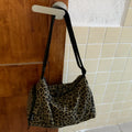 Large capacity leopard print sports messenger bag with cross-body strap