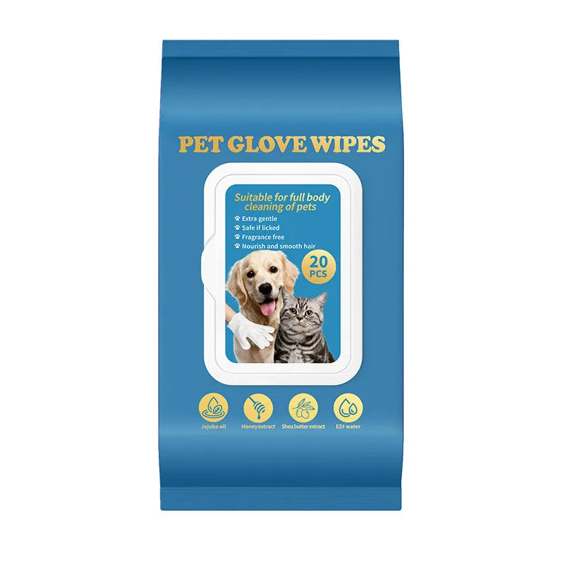 Pack of disposable wash-free gloves for pet bathing and cat cleaning supplies