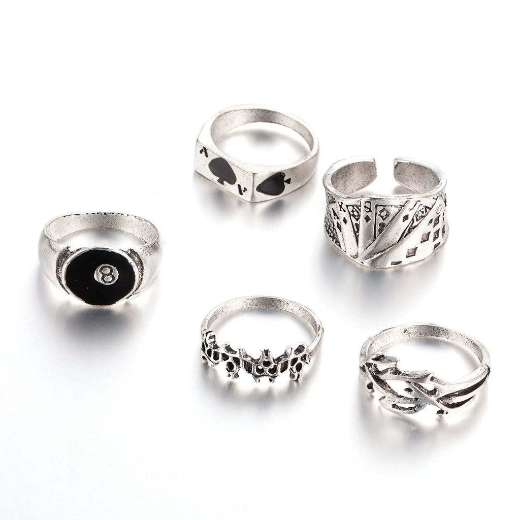 Black alloy poker ring with retro spade card design jewellery