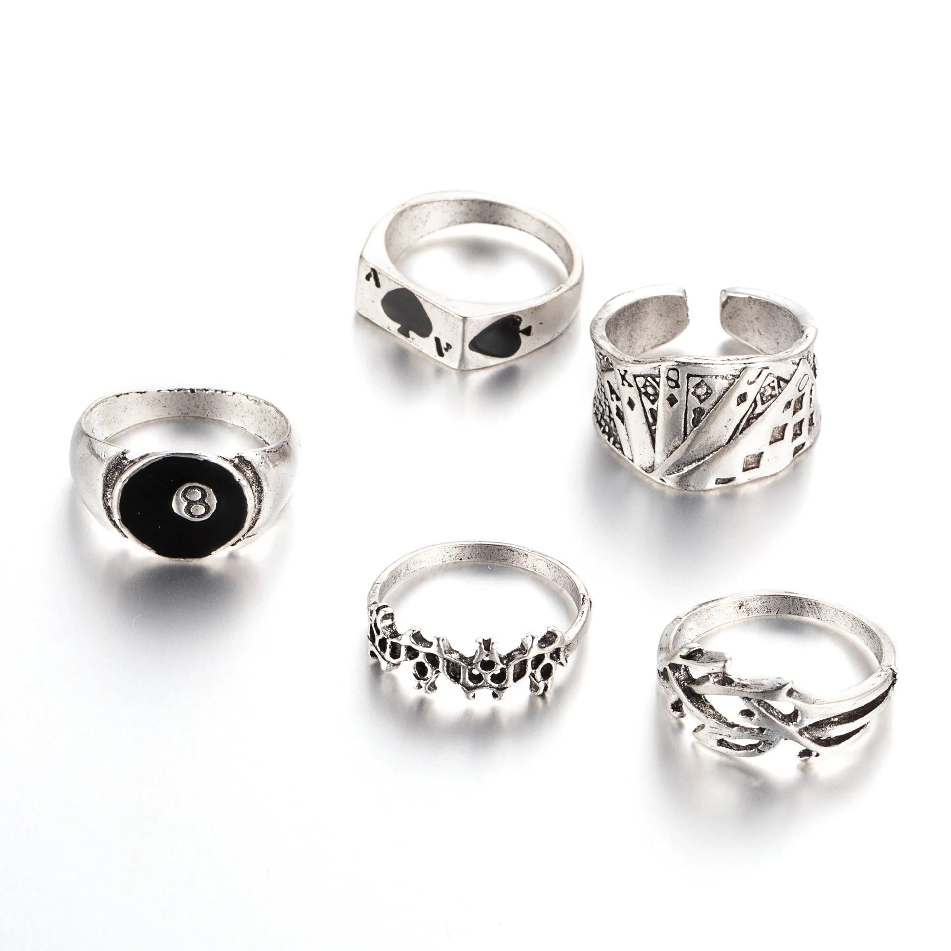 Black alloy poker ring with retro spade card design jewellery