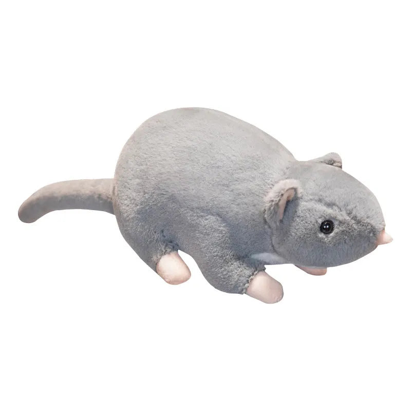 Cartoon-style grey mouse plush doll stuffed toy sitting upright, available in 32cm, 50cm, and 100cm sizes.