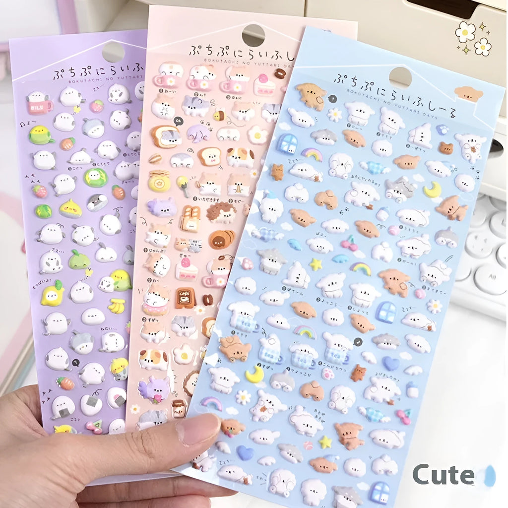 Cartoon animal foam bubble sticker with 3D texture for phone case decoration