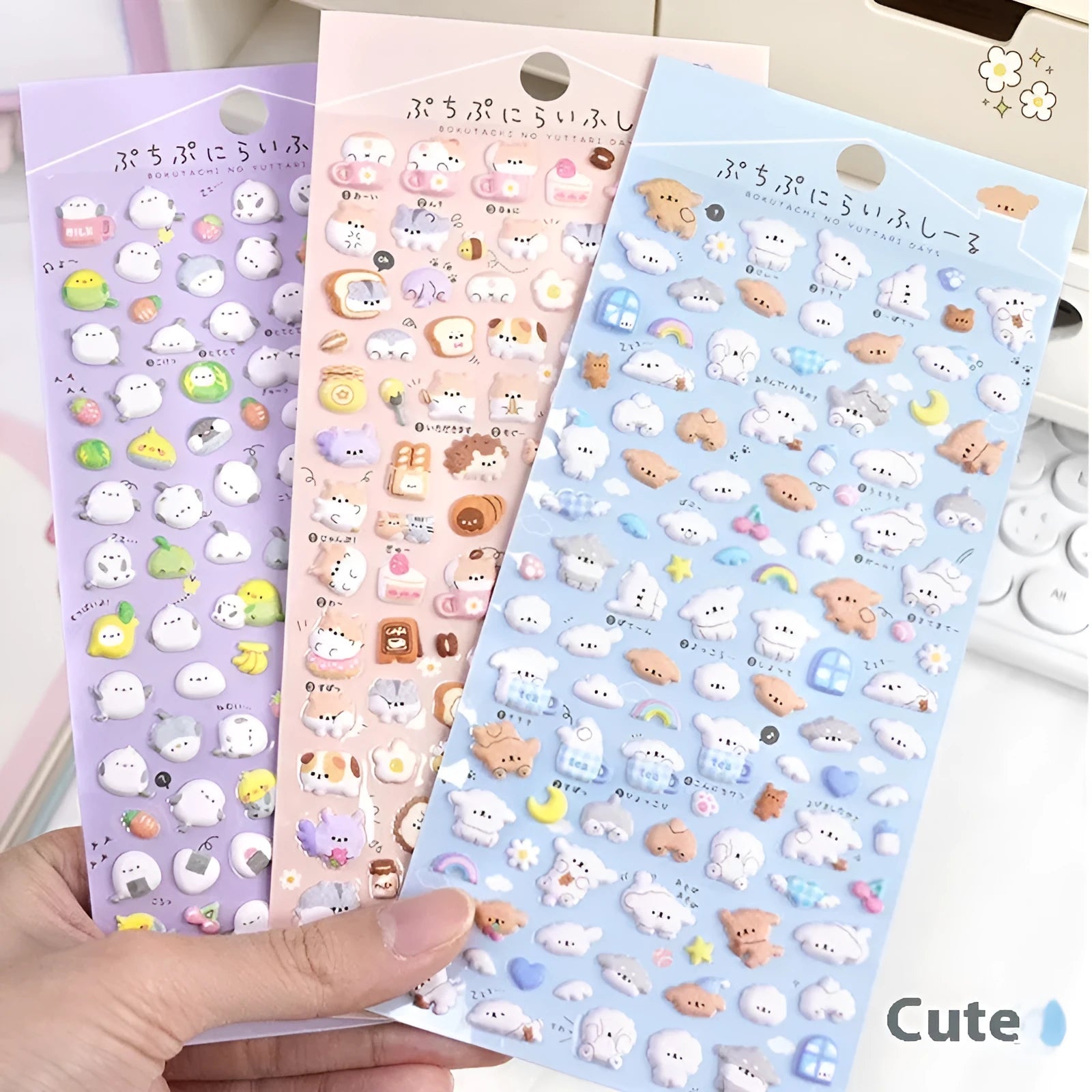 Cartoon animal foam bubble sticker with 3D texture for phone case decoration