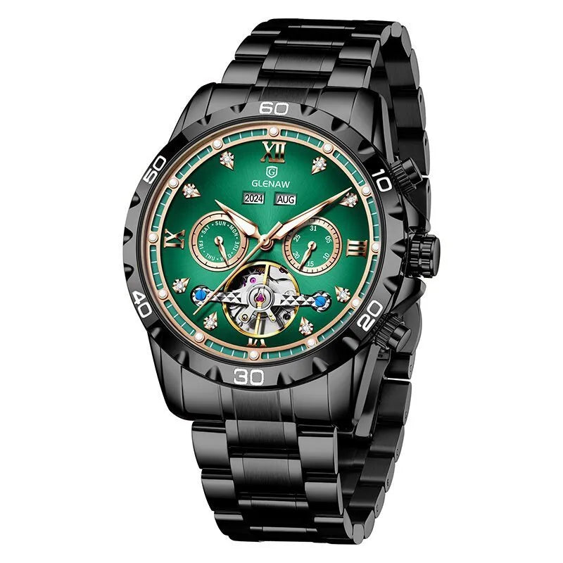 Men's automatic mechanical watch with stainless steel strap and various dial colour options.